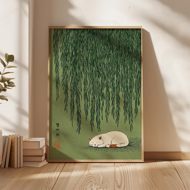 Art Craft House - Poster giapponese con gatto sotto l'albero