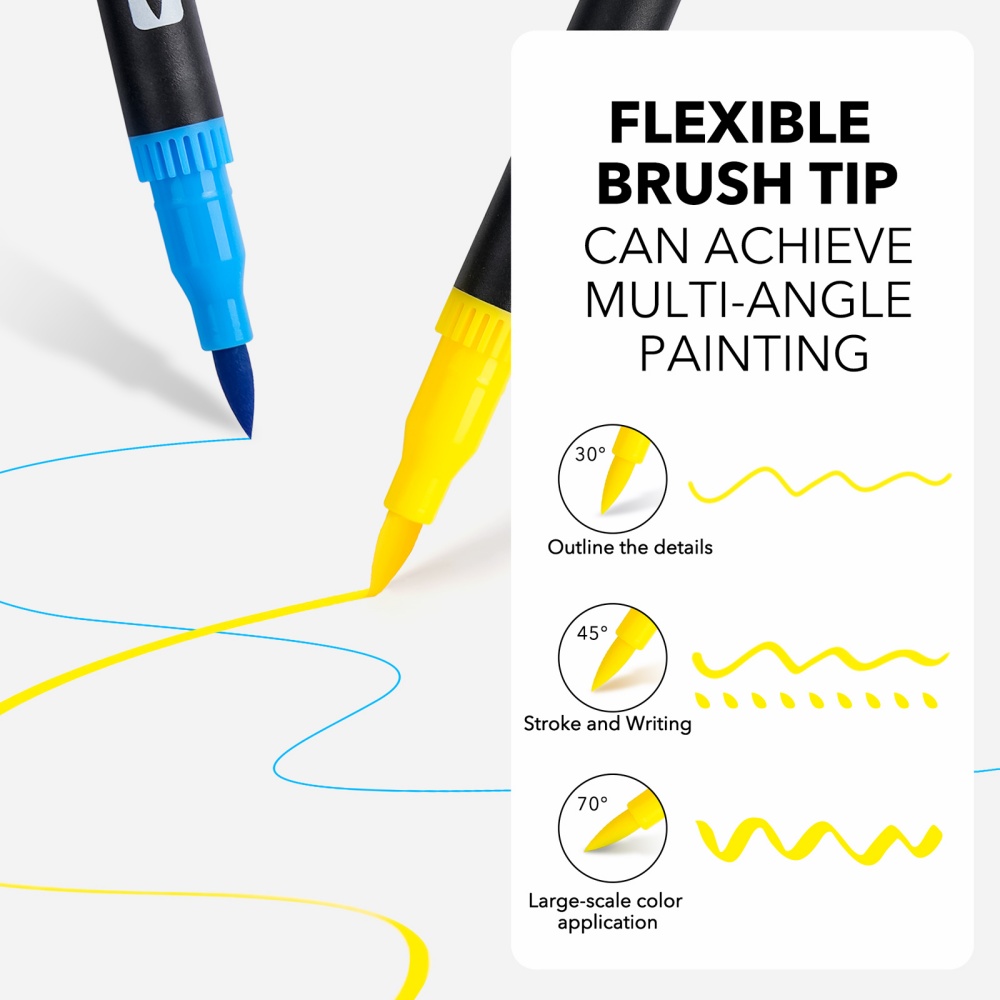 Watercolor Brush Pen - Set di 1 Pennarello a Doppia