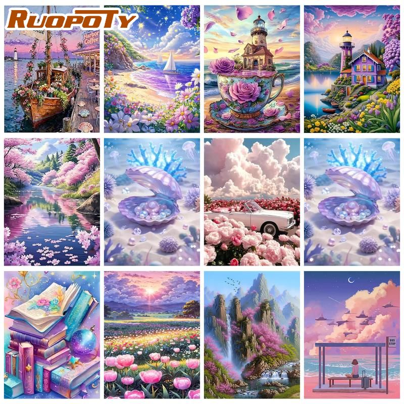 Art Craft Decoration Ideas - RUOPOTY Kit Pittura con Numeri Paesaggio